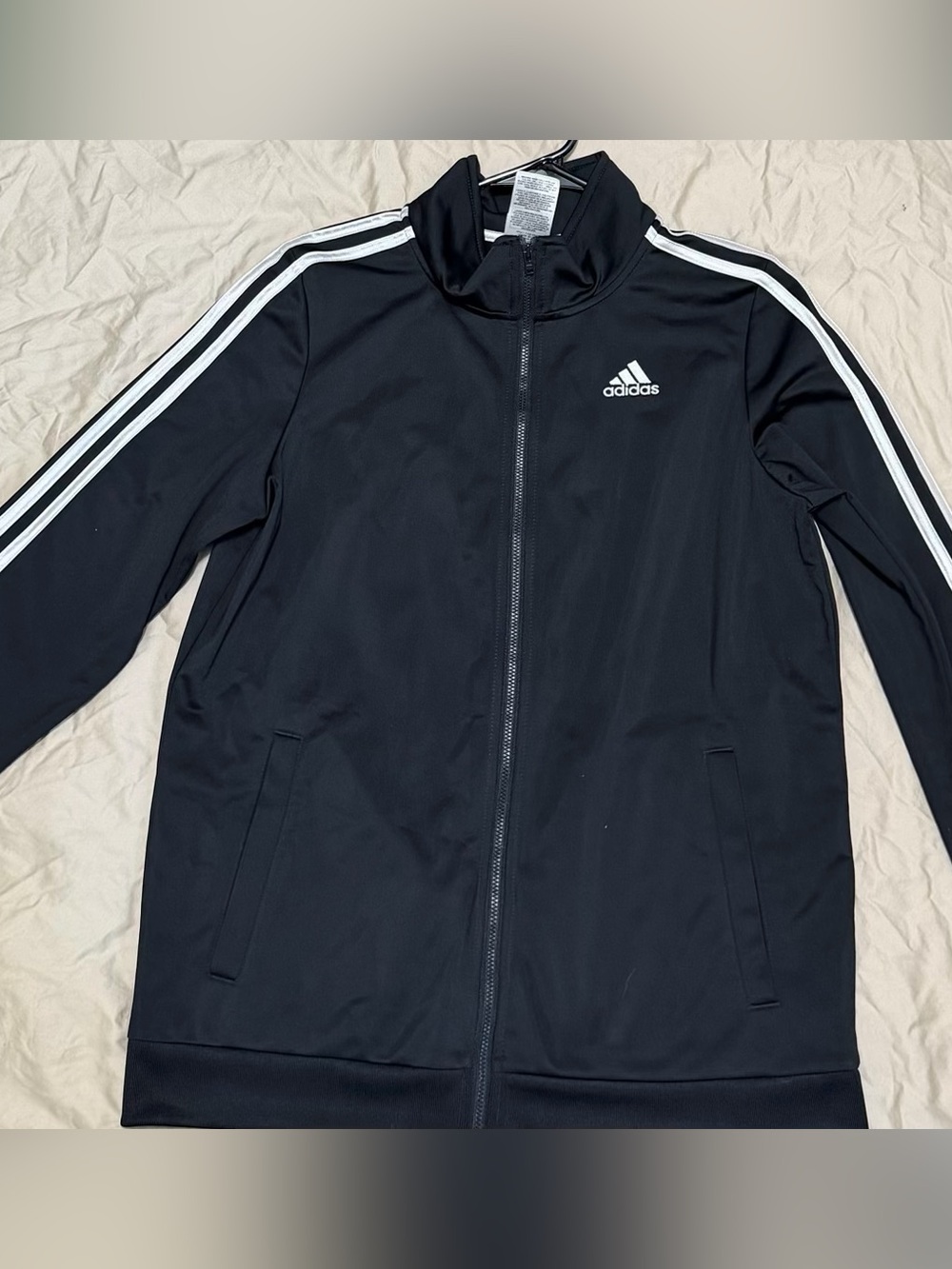 adidas Black Track Jacket with White Three-Stripes